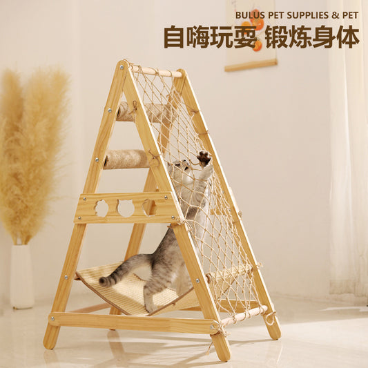3-in-1 Cat Tree Tower with Sisal Scratching Posts – Climbing Frame, Hammock & Bed